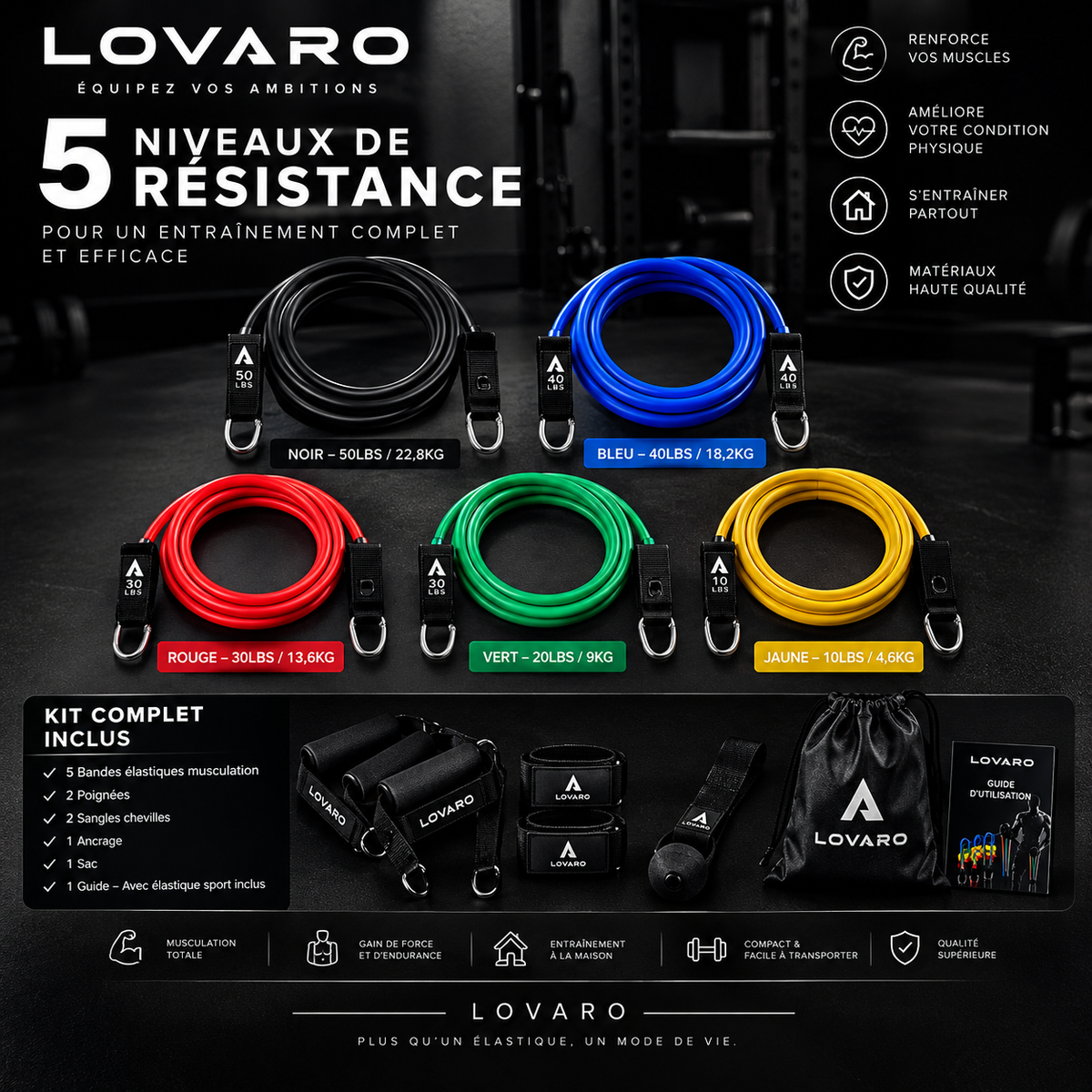 Kit de bandes élastiques de musculation